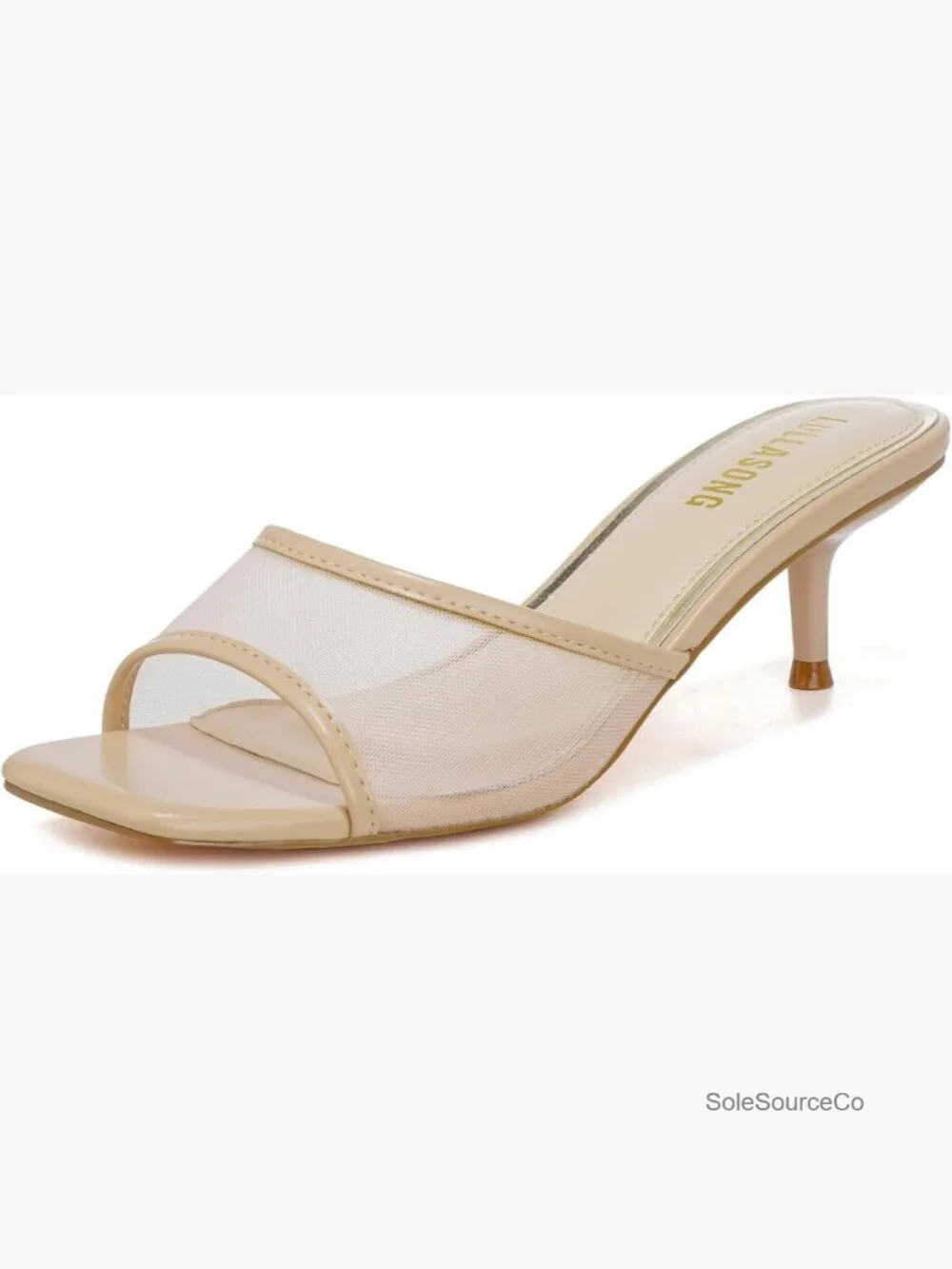 Kitten Heels Sandals Low Heels Slip On Slides 2 Inch Square Open Toe Heeled